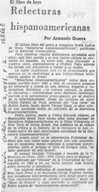 Relecturas hispanoamericanas  [artículo] Armando Guerra.