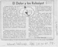 El dolor y los rubaiyat  [artículo] Juan Rubén Valenzuela.