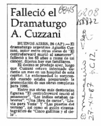 Falleció el dramaturgo A. Cuzzani  [artículo]
