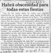 Habrá obscenidad para todas esta fiestas  [artículo].
