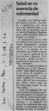 Salud no es ausencia de enfermedad  [artículo].