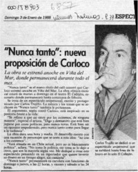 "Nunca tanto", nueva proposición de Carloco  [artículo].