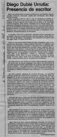 Diego Dublé Urrutia, presencia de escritor  [artículo] León Santoro Funes.