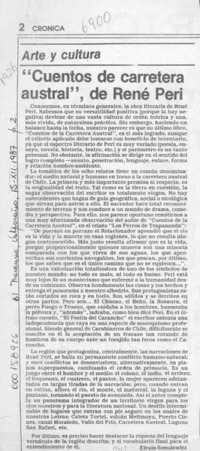 "Cuentos de carretera austral", de René Peri  [artículo] Efraín Szmulewicz.