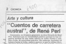 "Cuentos de carretera austral", de René Peri  [artículo] Efraín Szmulewicz.