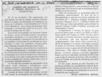 Carmen de Alonso y el premio regional de literatura  [artículo] Hugo Thénoux Moure.