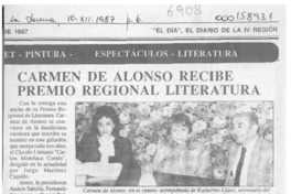 Carmen de Alonso recibe premio regional de literatura  [artículo].