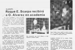 Roque E. Scarpa recibirá a O. Alvarez en Academia  [artículo].
