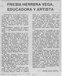 Fresia Herrera Vega, educadora y artista