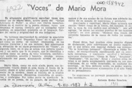 "Voces" de Mario Mora  [artículo] Antonio Rodas Sánchez.
