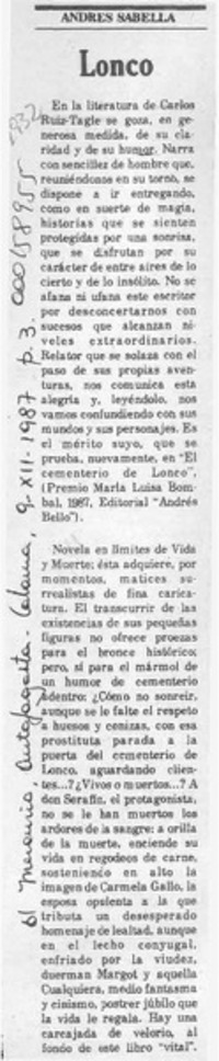 Lonco  [artículo] Andrés Sabella.
