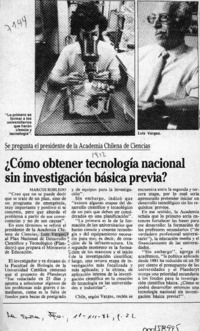 Cómo obtener tecnología nacional sin investigación básica previa?  [artículo] Marcos Robledo.