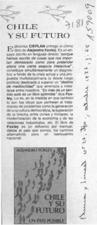 Chile y su futuro  [artículo].