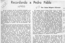 Recordando a Pedro Pablo  [artículo] Jaime Salgado Albornoz.
