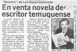 En venta novela de escritor temuquense  [artículo].