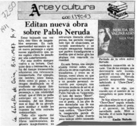 Editan nueva obra sobre Pablo Neruda  [artículo] Emilio Maltedo.