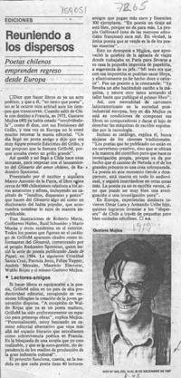 Reuniendo a los dispersos  [artículo] R. B.