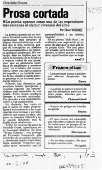 Prosa cortada  [artículo] César Vásquez.