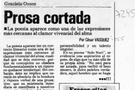 Prosa cortada  [artículo] César Vásquez.