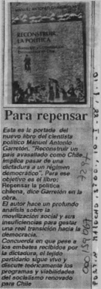 Para repensar  [artículo].