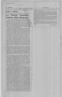 La "Divina" Gabriela, treinta años después