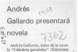 Andrés Gallardo presentará novela  [artículo].