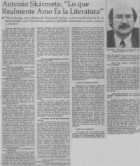 Antonio Skármeta, "Lo que realmente amo es la literatura"
