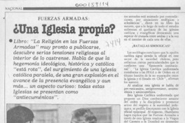 Una Iglesia propia?  [artículo] Myriam Pinto.