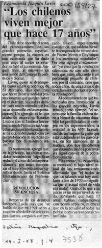 "Los Chilenos viven mejor que hace 17 años"  [artículo].