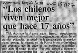 "Los Chilenos viven mejor que hace 17 años"  [artículo].