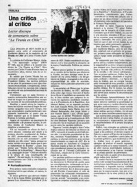 Una crítica al crítico  [artículo] Crescente Donoso Letelier.