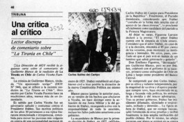 Una crítica al crítico  [artículo] Crescente Donoso Letelier.