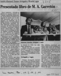 Presentado libro de M. A. Garretón  [artículo].