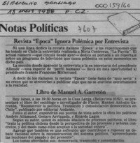 Libro de Manuel A. Garretón  [artículo].