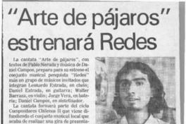 "Arte de pájaros" estrenará Redes  [artículo].