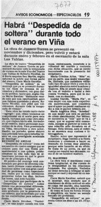 Habrá "Despedida de soltera" durante todo el verano en Viña  [artículo].