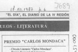 Premio "Carlos Mondaca"  [artículo] Valentina Stack.