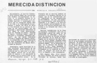 Merecida distinción  [artículo] Gonzalo Drago.