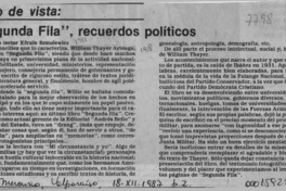 "Segunda fila", recuerdos políticos  [artículo] Efraín Szmulewicz.
