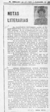 Notas literarias  [artículo] Mesa Seco.
