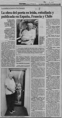La obra del poeta es leída, estudiada y publicada en España, Francia y Chile  [artículo] Maura Brescia.