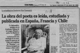 La obra del poeta es leída, estudiada y publicada en España, Francia y Chile  [artículo] Maura Brescia.