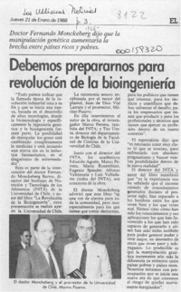 Debemos prepararnos para revolución de la bioingeniería  [artículo].