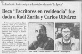 Beca "escritores en residencia" fue dada a Raúl Zurita y Carlos Olivárez.