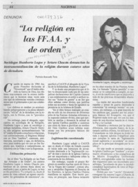 "La religión en las FF. AA. y de orden"  [artículo] Patricio Acevedo Toro.
