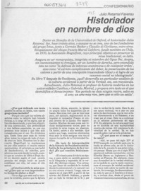 Historiador en nombre de Dios  [artículo] Alvaro Inostroza.