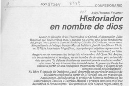 Historiador en nombre de Dios  [artículo] Alvaro Inostroza.