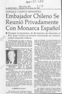 Embajador chileno se reunió privadamente con monarca español  [artículo].