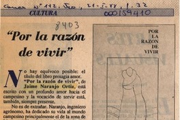 "Por la razón de vivir"  [artículo] R. E.