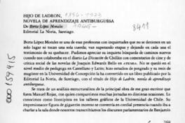 Hijo de ladrón, novela de aprendizaje antiburguesa  [artículo] Tito Castillo.